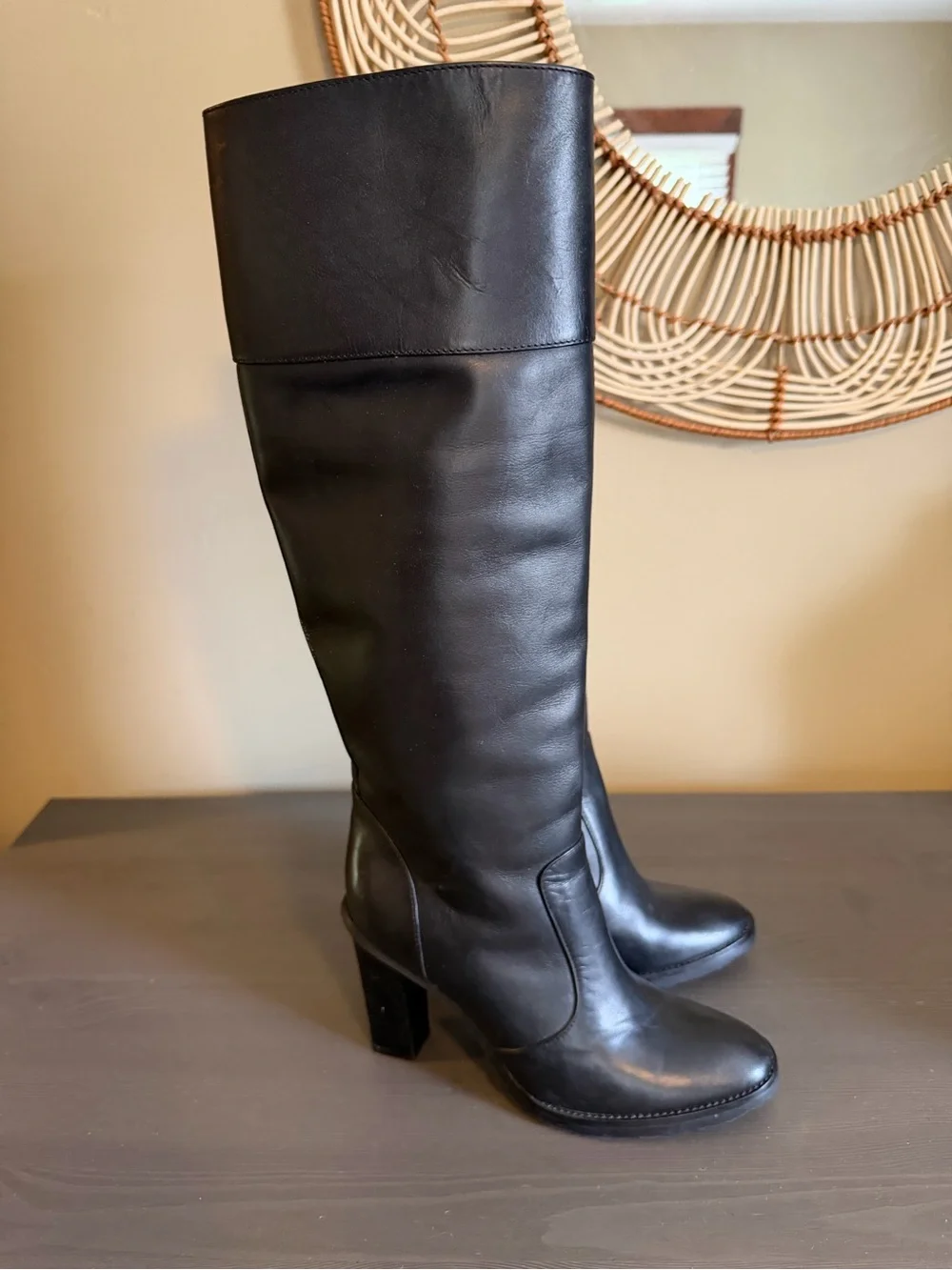 Michael Kors Classic Black Leather Knee-High Boots